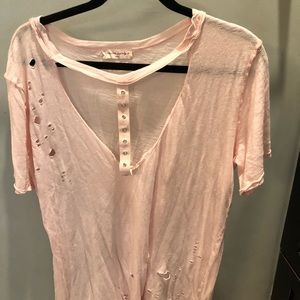 Light pink distressed shirt